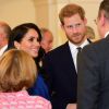 Le prince Harry et sa femme la duchesse Meghan de Sussex lors du concert caritatif 100 Days to Peace à Central Hall Westminster à Londres, le 6 septembre 2018, au profit d'associations en faveur des blessés de guerre et de la santé mentale.