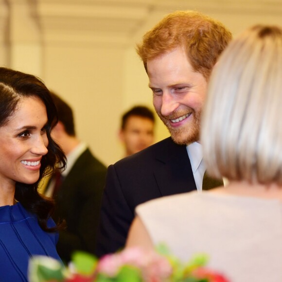 Le prince Harry et sa femme la duchesse Meghan de Sussex lors du concert caritatif 100 Days to Peace à Central Hall Westminster à Londres, le 6 septembre 2018, au profit d'associations en faveur des blessés de guerre et de la santé mentale.