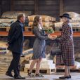 La reine Margrethe II de Danemark visitant la ville de Svendborg le 7 septembre 2018 lors de sa tournée d'été à bord du yacht royal, le Dannebrog.