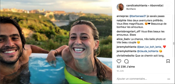 Denis Brogniart commente une photo de Candice et de Jérémy de Koh-Lanta, juin 2018.