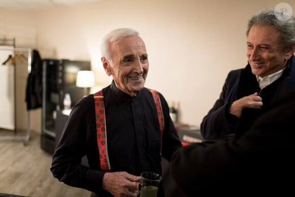 Exclusif - Michel Drucker - Charles Aznavour en concert à l'Accorhotels Arena à Paris. Le 13 décembre 2017 © Cyril Moreau / Bestimage