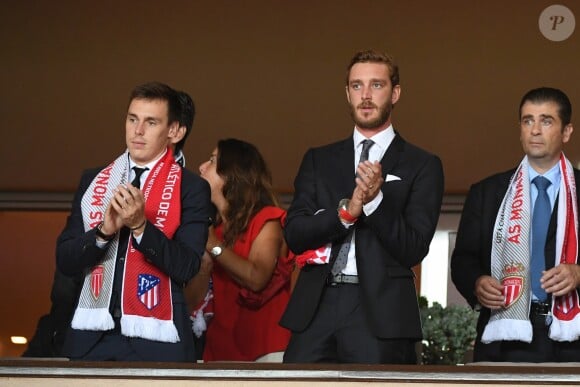 Louis Ducruet, Pierre Casiraghi - Match de football entre l'AS Monaco et l'Atlético de Madrid lors de la 1ère journée de Ligue des champions au stade Louis-II à Monaco le 18 septembre 2018. L'Atlético de Madrid a battu l'AS Monaco sur le score de 2 buts à 1. © Lionel Urman/Bestimage