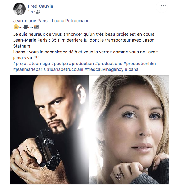 Loana prépare un nouveau projet en tant qu'actrice avec l'acteur Jean-Marie Paris... Facebook Fred Cauvin.