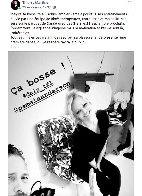 Thierry Martino, l'agent de Pamela Anderson, prend la défense de l'actrice qui est accusée d'être une diva sur le tournage de "Danse avec les stars 9". Facebook, septembre 2018.
