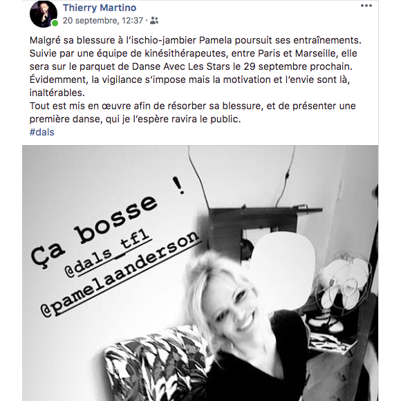 Thierry Martino, l'agent de Pamela Anderson, prend la défense de l'actrice qui est accusée d'être une diva sur le tournage de "Danse avec les stars 9". Facebook, septembre 2018.