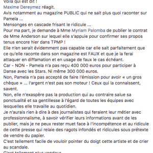 Thierry Martino, l'agent de Pamela Anderson, prend la défense de l'actrice qui est accusée d'être une diva sur le tournage de "Danse avec les stars 9". Facebook, septembre 2018.