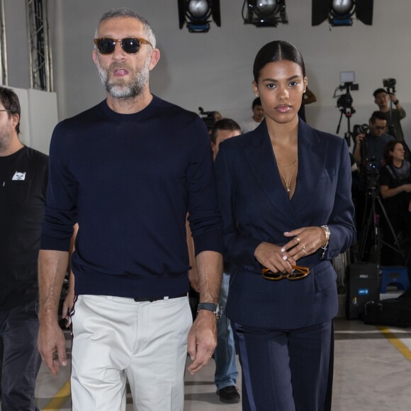 Vincent Cassel, Tina Kunakey au défilé Roberto Cavalli lors de la Fashion Week de Milan prêt-à-porter printemps/été 2019 le 22 septembre 2018.