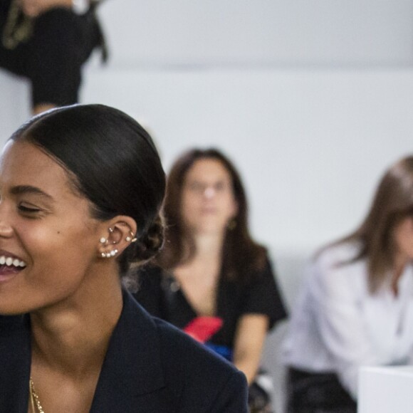 Vincent Cassel, Tina Kunakey au défilé Roberto Cavalli lors de la Fashion Week de Milan prêt-à-porter printemps/été 2019 le 22 septembre 2018.