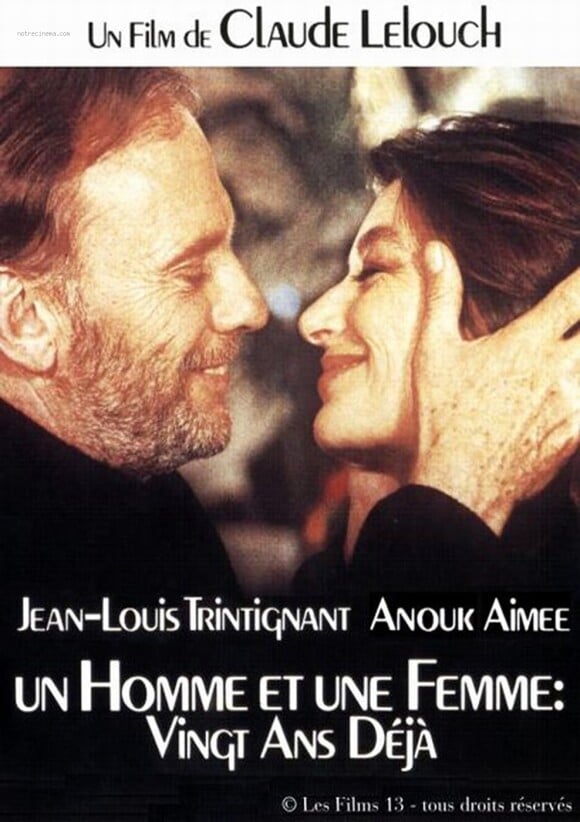 Affiche du film "Un homme et une femme : Vingt ans déjà", de Claude Lelouch, sorti en 1986.
