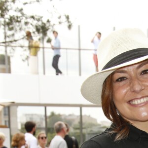 Shirley Bousquet, enceinte au village lors des internationaux de tennis de Roland Garros à Paris le 3 juin 2018. © Christophe Aubert via Bestimage