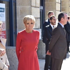 La première Dame Brigitte Macron, le maire de Rouen Yvon Robert et sa femme - La première Dame Brigitte Macron, le maire de Rouen Yvon Robert et sa femme accueillent la reine Sonja de Norvège à la mairie de Rouen dans le cadre du centenaire de la Section Norvégienne du Lycée Pierre Corneille - Rouen le 24 septembre 2018 © Francis Petit / Bestimage