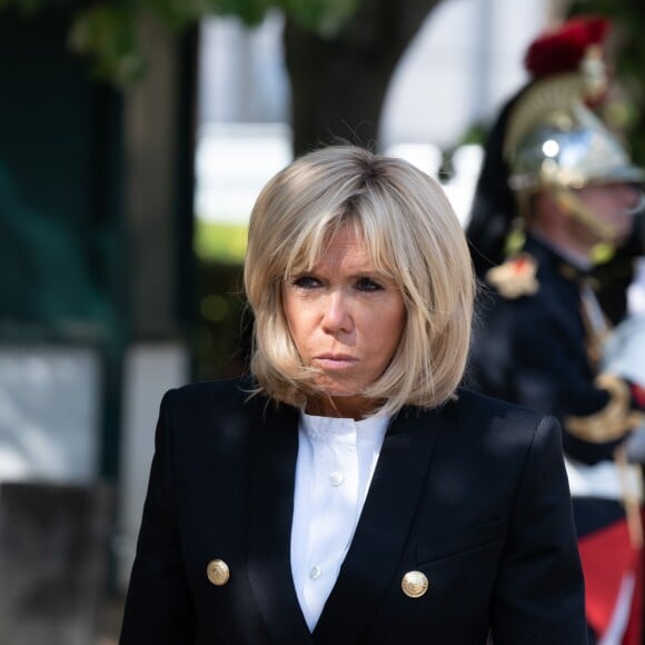 Le président de la République française Emmanuel Macron et sa femme la Première Dame Brigitte Macron (Trogneux) lors de la cérémonies d'hommage aux victimes du terrorisme aux Jardins de l'intendant à Paris, France, le 19 septembre 2018. © Jacques Witt/Pool/Bestimage