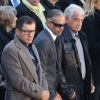 Dany Boon, Paul Belmondo et son père Jean-Paul Belmondo, Christelle Bardet et son compagnon Laurent Gerra, Eddy Mitchell et sa femme Muriel - Arrivées à l'hommage national à Charles Aznavour à l'Hôtel des Invalides à Paris. Le 5 octobre 2018 © Jacovides-Moreau / Bestimage