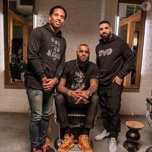 Maverick Carter, LeBron James et Drake. Octobre 2018.