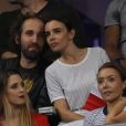 Elodie Bouchez et son mari Thomas Bangalter (groupe Daft Punk) dans les tribunes du stade de France lors du match de ligue des nations opposant la France à l'Allemagne à Saint-Denis, Seine Saint-Denis, France, le 16 octobre 2018.