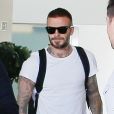 Exclusif - David Beckham arrive à l'aéroport de Barcelone le 4 octobre 2018.