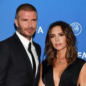 David et Victoria Beckham durant le tirage au sort de la Ligue des champions de l'UEFA 2018/2019 dans la salle des Princes du Griamdi Forum à Monaco, le 30 août 2018. © Bruno Bébert/Bestimage