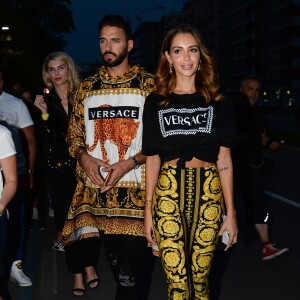 Nabilla Benattia et son compagnon Thomas Vergara - Arrivées des people au défilé Versace - Collection Prêt-à-Porter Printemps/Eté 2019" lors de la Fashion Week de Milan. Le 21 septembre 2018.