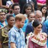 Le prince Harry, duc de Sussex et sa femme Meghan Markle, duchesse de Sussex (enceinte) visitent le campus de l'Université du Pacifique Sud ("University of the South Pacific") à Suva lors de leur voyage officiel aux îles Fidji, le 24 octobre 2018.