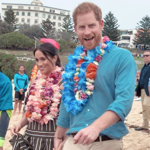 Image de la story Instagram de Danielle Bazergy suite à sa rencontre avec le prince Harry et la duchesse Meghan de Sussex, à laquelle elle ressemble étonnamment, lors de leur passage à Bondi Beach, Sydney, en Australie le 20 octobre 2018.