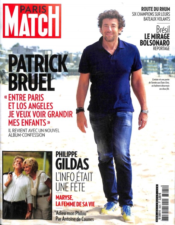 Patrick Bruel en couverture de "Paris Match", en kioques le 31 cotobre 2018.