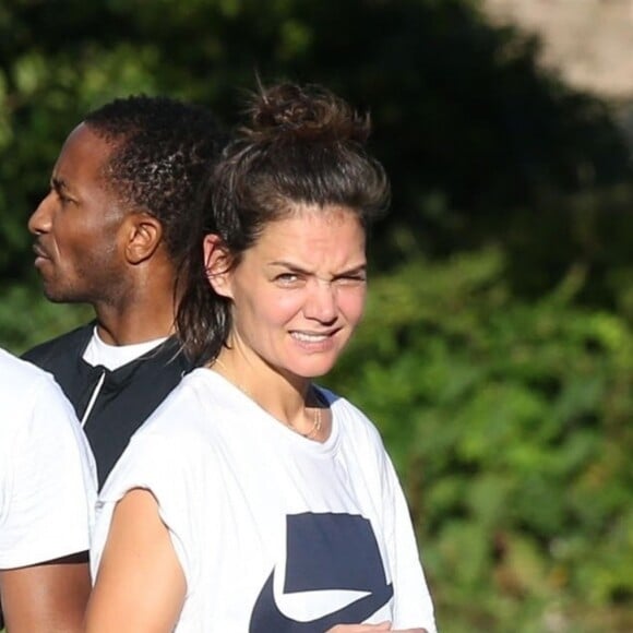 Exclusif - Katie Holmes et son compagnon Jamie Foxx sont allés à leur cours de gym en amoureux à Atlanta. Le 17 septembre 2018