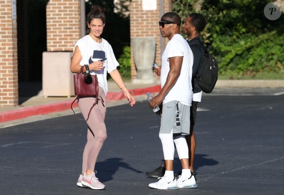 Exclusif - Katie Holmes et son compagnon Jamie Foxx sont allés à leur cours de gym en amoureux à Atlanta. Le 17 septembre 2018