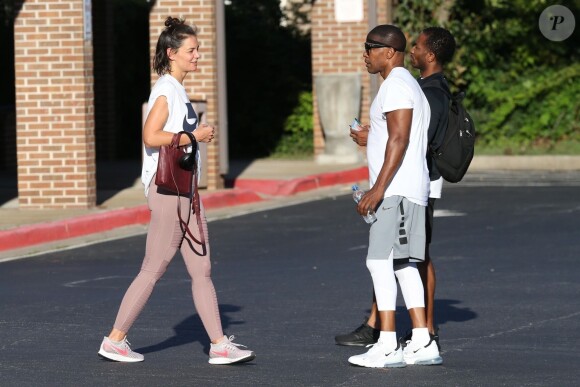 Exclusif - Katie Holmes et son compagnon Jamie Foxx sont allés à leur cours de gym en amoureux à Atlanta. Le 17 septembre 2018