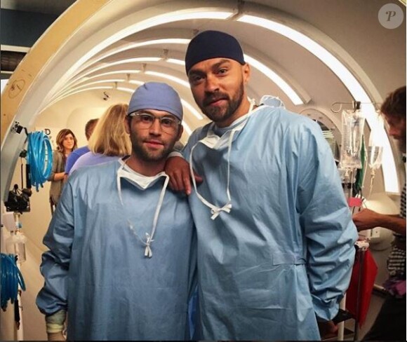 Jake Borelli et Jesse Williams sur le tournage de Grey's Anatomy, Instagram, le 1er octobre 2018