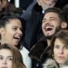 Denitsa Ikonomova et Rayane Bensetti riant aux éclats lors du match de Ligue 1 PSG - Lille au Parc des Princes à Paris, le 2 novembre 2018.