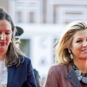 La reine Maxima des Pays-Bas lors de sa visite au centre 113 pour la prévention du suicide à Amsterdam le 2 novembre 2018, pour le dixième anniversaire de l'organisation. Cet engagement avait lieu cinq mois après que la petite soeur chérie de la reine s'est donné la mort.