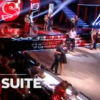 Karine Ferri et Camille Combal se font un câlin dans "Danse avec les stars 9" sur TF1. Le 8 novembre 2018.