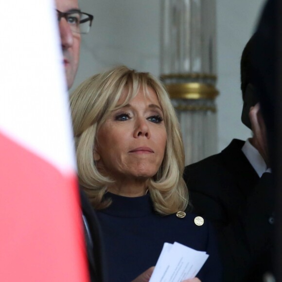 La Première Dame, Brigitte Macron (Trogneux) accueille la Première Dame des Etats-Unis, Melanie Trump au palais de l'Elysée à Paris, France, le 10 novembre 2018, à l'occasion du Centenaire de l'Armistice de la Première Guerre Mondiale. © Stéphane Lemouton/Bestimage