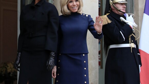 Brigitte Macron : Souriante malgré le deuil avec Melania Trump à l'Élysée