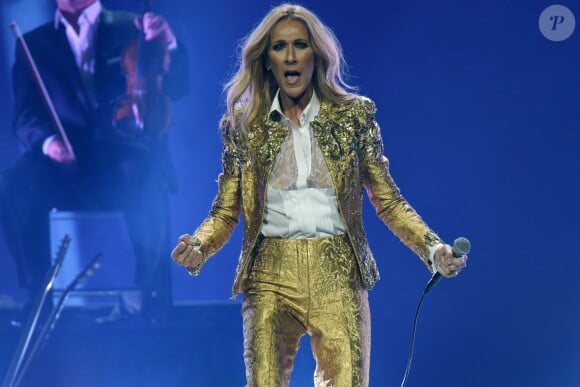 Celine Dion en concert lors de sa tournée "Celine Dion Live 2018" au Qudos Bank Arena de Sydney en Australie le 27 juillet 2018