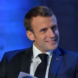 Le président Emmanuel Macron prononce un discours lors du Forum sur la Gouvernance de l'Internet à L'Unesco à Paris le 12 novembre 2018. © Giancarlo Gorassini/Bestimage