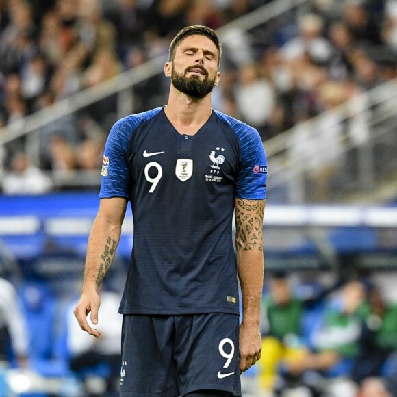 Olivier Giroud lors du match de ligue des nations opposant la France à l'Allemagne au stade de France à Saint-Denis, Seine Saint-Denis, France, le 16 octobre 2018. La France a gagné 2-1. © Pierre Perusseau/Bestimage