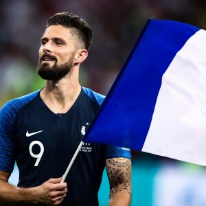 Olivier Giroud à Moscou, après la victoire de l'équipe de France à la Coupe du Monde, le 15 juillet 2018.