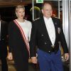La princesse Charlene (habillée par Akris) et le prince Albert II de Monaco le 19 novembre 2018 au Grimaldi Forum lors de la soirée de gala dans le cadre de la Fête Nationale monégasque 2018. © Claudia Albuquerque/ Bestimage