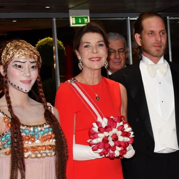 La princesse Caroline de Hanovre, son fils Andrea Casiraghi, la princesse Charlene et le prince Albert II de Monaco arrivant le 19 novembre 2018 au Grimaldi Forum lors de la soirée de gala dans le cadre de la Fête Nationale monégasque 2018. © Bruno Bebert / PRM / Bestimage