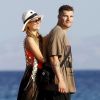 Paris Hilton et son fiancé Chris Zylka font du jet ski au large de Mykonos en Grèce, le 10 juillet 2018.