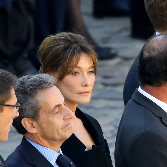 Nicolas Sarkozy et Carla Bruni-Sarkozy - Arrivées à l'hommage national à Charles Aznavour à l'Hôtel des Invalides à Paris. Le 5 octobre 2018 © Jacovides-Moreau / Bestimage