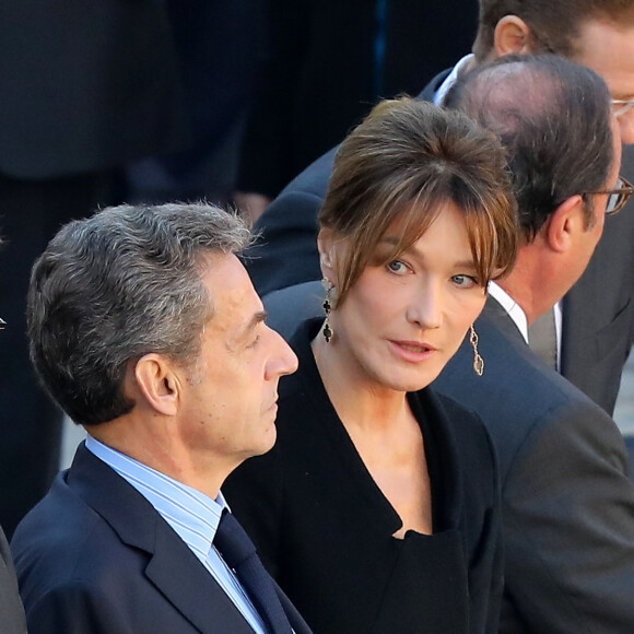 Nicolas Sarkozy et Carla Bruni-Sarkozy - Arrivées à l'hommage national à Charles Aznavour à l'Hôtel des Invalides à Paris. Le 5 octobre 2018 © Jacovides-Moreau / Bestimage