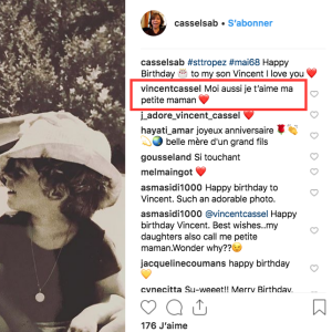 Sabine Cassel-Lanfranchi souhaite l'anniversaire de son fils Vincent Cassel (52 ans) en publiant une photo d'enfance sur Instagram le 23 novembre 2018