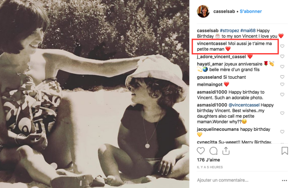 Sabine Cassel-Lanfranchi souhaite l'anniversaire de son fils Vincent Cassel (52 ans) en publiant une photo d'enfance sur Instagram le 23 novembre 2018