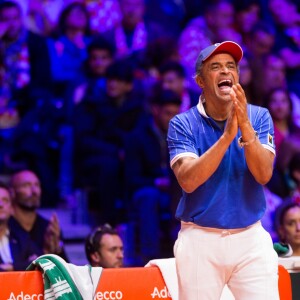 Yannick Noah, capitaine de l'équipe de France - Les joueurs de tennis Nicolas Mahut et Pierre-Hugues Herbert opposés aux joueurs croates Mate Pavic et Ivan Dodig lors de la finale du double de la Coupe Davis France contre Croatie, au Stade Pierre Mauroy à Villeneuve d'Ascq le 24 novembre 2018. © Alain Rolland / Imagebuzz / Bestimage