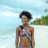 Miss Mayotte en maillot de bain lors du voyage Miss France 2019 à l'île Maurice, en novembre 2018.