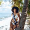 Miss Guadeloupe en maillot de bain lors du voyage Miss France 2019 à l'île Maurice, en novembre 2018.