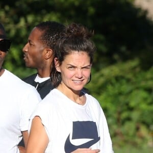 Exclusif - Katie Holmes et son compagnon Jamie Foxx sont allés à leur cours de gym en amoureux à Atlanta. Le 17 septembre 2018