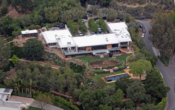 Vue aérienne du domicile de Jennifer Aniston situé dans le quartier de Bel Air à Los Angeles. 